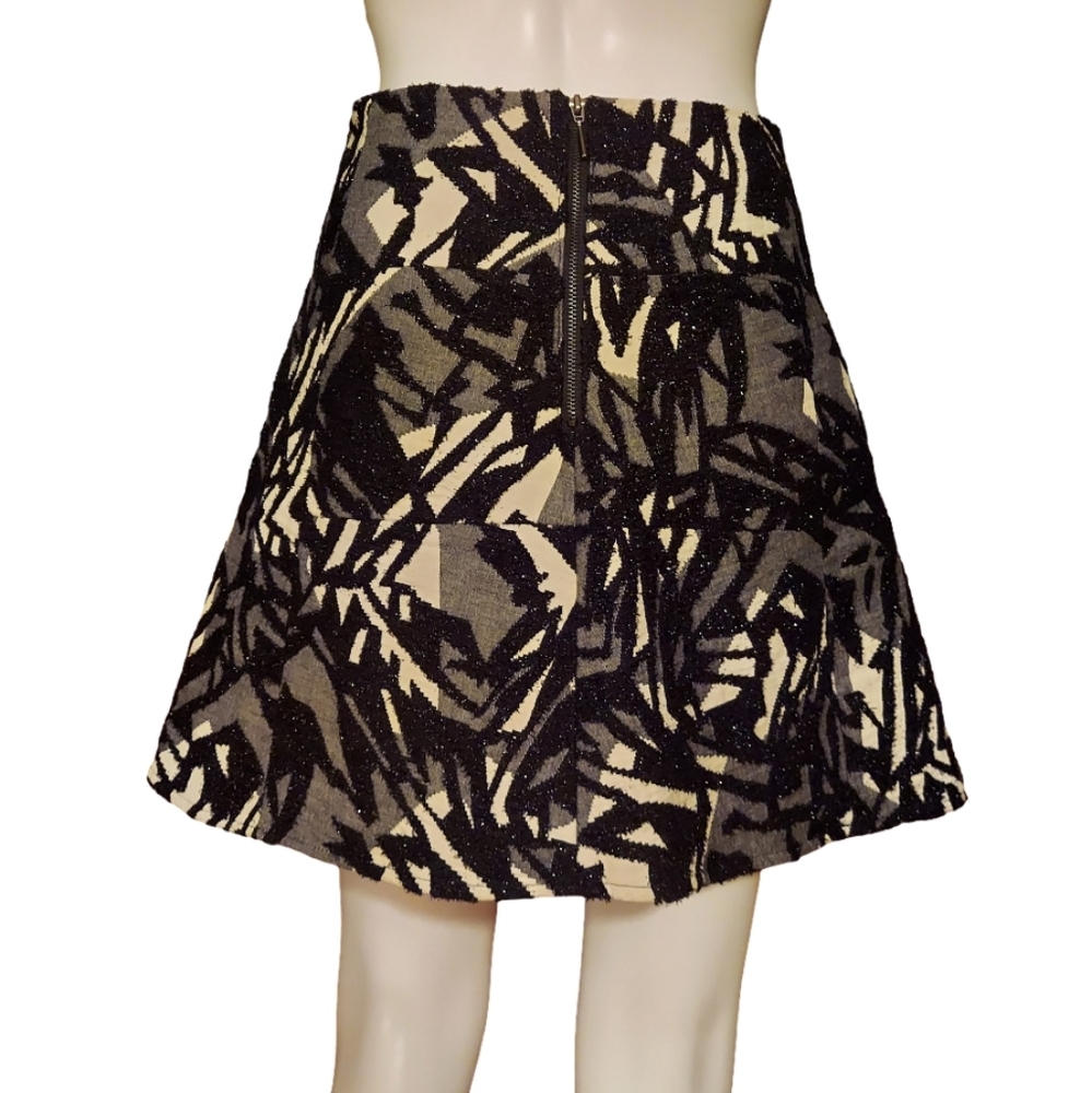 Zara Basic Abstract Textured Metallic A Line Skirt - image 6